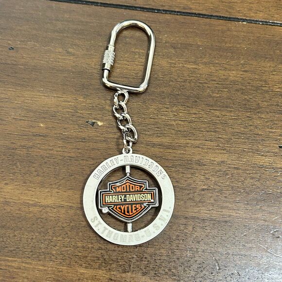 Harley-Davidson St. Thomas Engraved Spinning Keychain - Picture 1 of 4